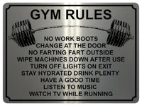 1353 GYM RULES Funny Metal Aluminium Plaque Sign Fitness House Shed Door Wall