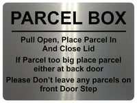 1472 PARCEL BOX Metal Aluminium Plaque Sign Door Gate House Office Letters Post