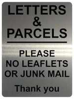 1546 LETTERS & PARCELS PLEASE NO LEAFLETS OR JUNK MAIL Metal Aluminium Plaque Sign Door