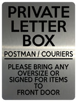 1680 PRIVATE LETTER BOX Postman Front Door Metal Aluminium Plaque Sign Letters