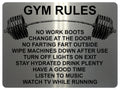 1352 GYM RULES Funny Metal Aluminium Plaque Sign Fitness House Shed Door Wall