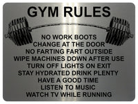 1352 GYM RULES Funny Metal Aluminium Plaque Sign Fitness House Shed Door Wall