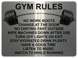 1352 GYM RULES Funny Metal Aluminium Plaque Sign Fitness House Shed Door Wall