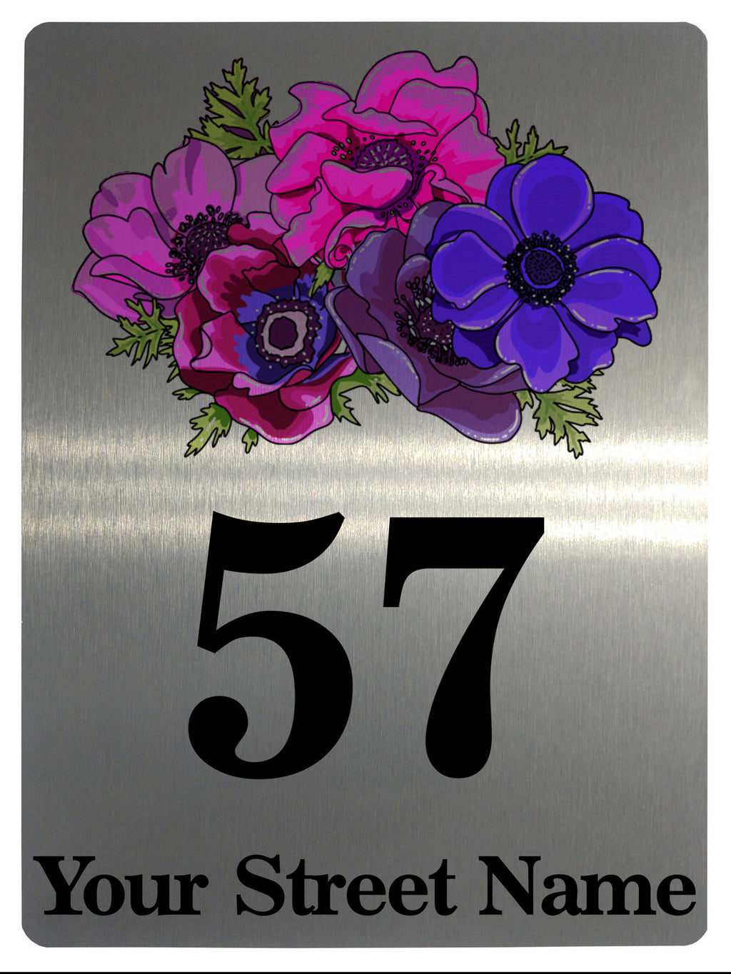 221 Custom Personalised Number Address Flowers House Metal Aluminium Sign Plaque For Door Wall