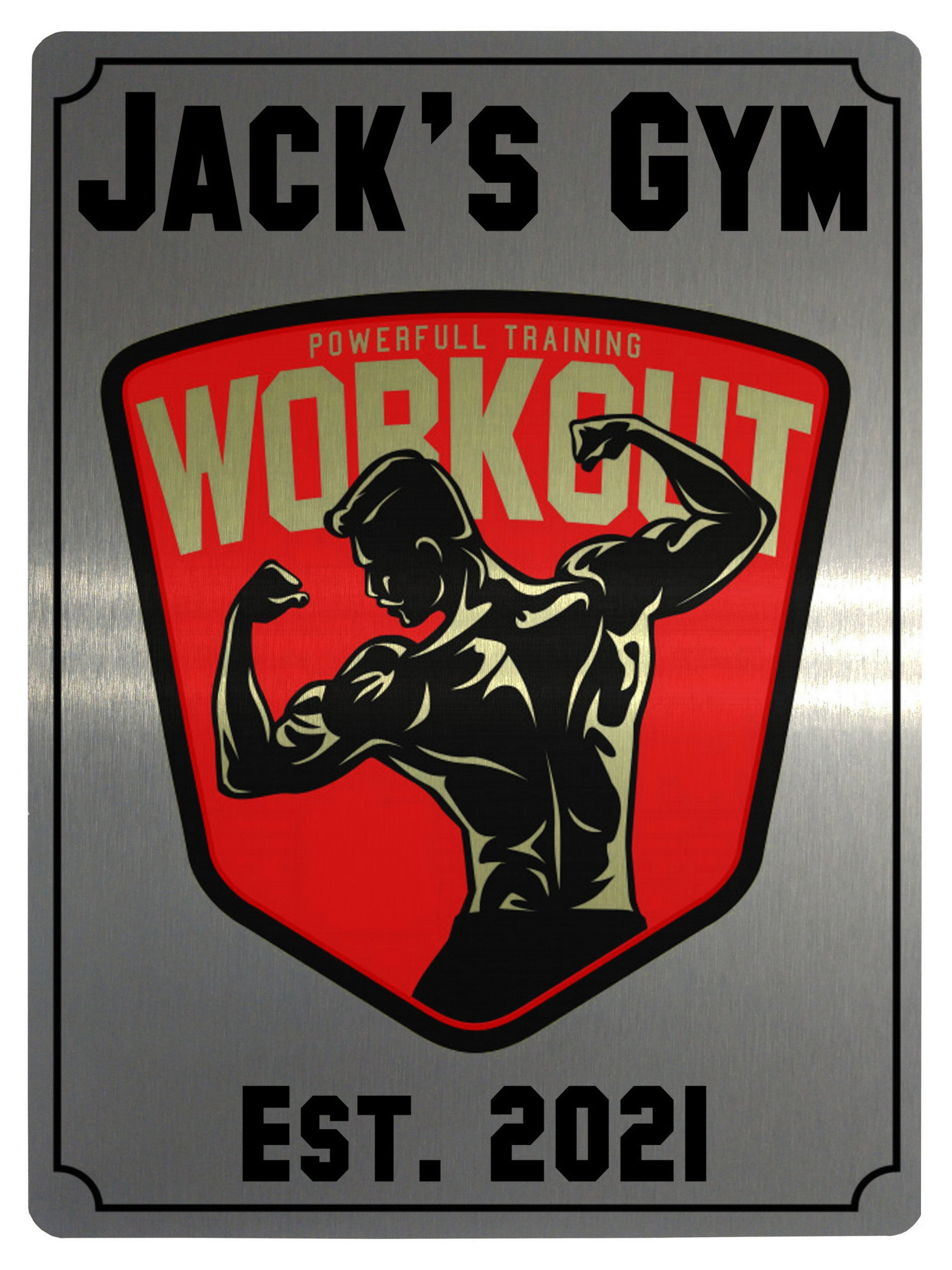 515 Custom Personalised Gym Name Metal Aluminium Sign Plaque Fitness Door Wall