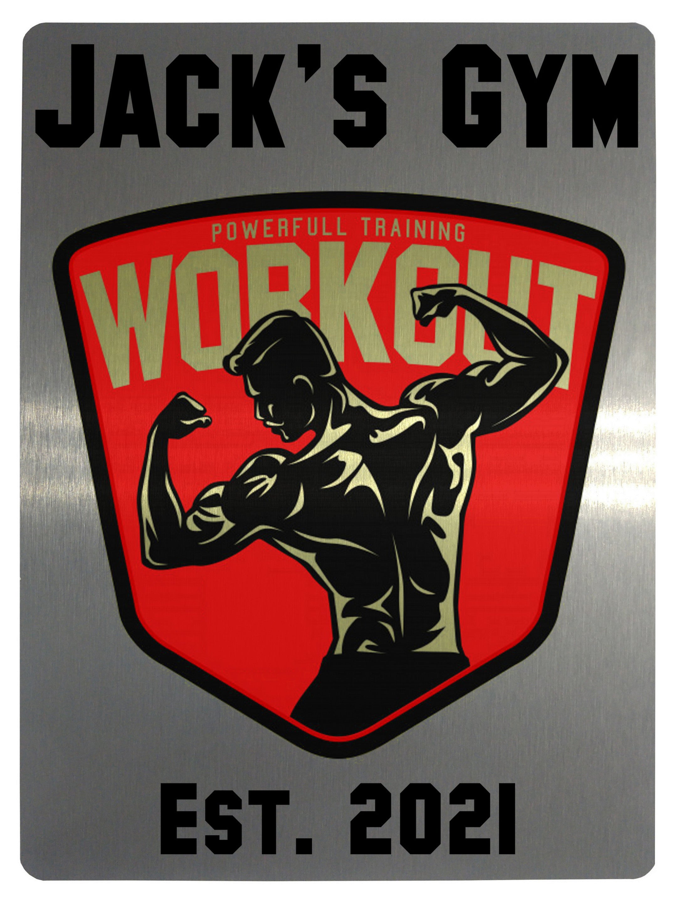 514 Custom Personalised Gym Name Metal Aluminium Sign Plaque Fitness Door Wall