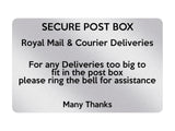 P021 SECURE POST BOX Royal Mail & Courier Deliverie Plastic PVC Plaque Sign Card