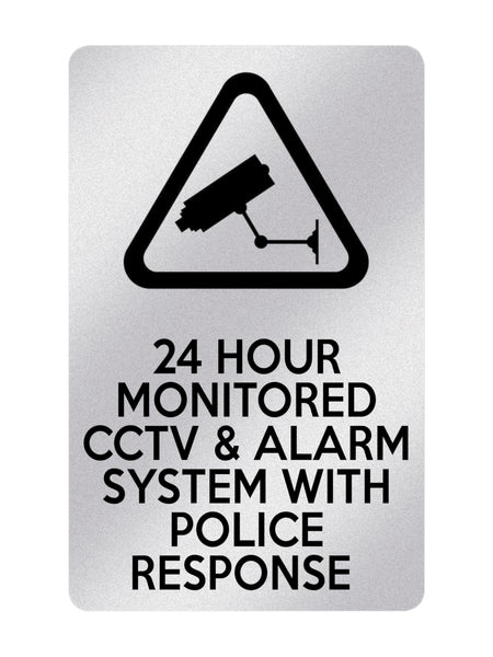 P015 24 HOUR MONITORED CCTV & ALARM SYSTEM Safety Plastic PVC Plaque Sign Card