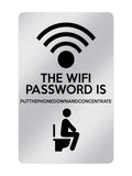 P024 THE WIFI PASSWORD IS PUTTHEPHONE. Toilet Funny Plastic PVC Plaque Sign Card