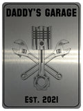 704 Custom Personalised DADDY'S GARAGE Car Metal Aluminium Sign Plaque Door Wall Gate