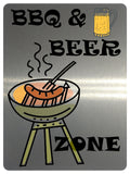 883 BBQ & BEER ZONE Metal Aluminium Plaque Sign Door Gate House Bar Pub Garden