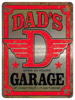 860 DADS GARAGE OPEN 24hrs Metal Aluminium Plaque Sign Door House Garden Shed