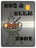 884 BBQ & BEER ZONE Metal Aluminium Plaque Sign Door Gate House Bar Pub Garden