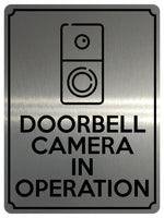 1873 DOORBELL CAMERA IN OPERATION Metal Aluminium Plaque Sign