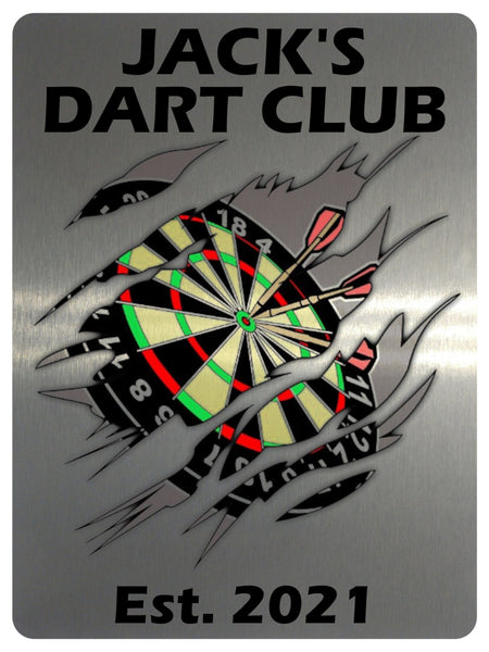 727 Personalised DART CLUB Name Man Cave Professionals & Amateurs Welcome Metal Aluminium Sign Door Plaque Pub