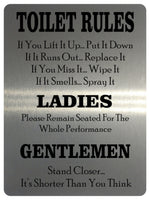 749 TOILET RULES Funny Metal Aluminium Plaque Sign For Door Wall House Office