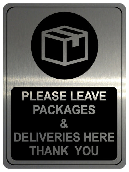 763 PLEASE LEAVE PACKAGES & DELIVERIES Metal Aluminium Plaque Sign Door Letters Parcel House