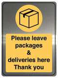 765 PLEASE LEAVE PACKAGES & DELIVERIES Metal Aluminium Plaque Sign Door Letters Parcel House