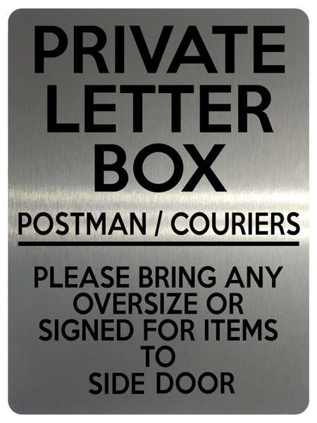 1682 PRIVATE LETTER BOX Postman Side Door Metal Aluminium Plaque Sign Letters