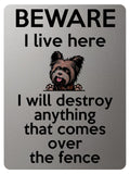 1891 I will destroy anything that comes over fence Metal Aluminium Plaque Sign