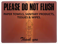 1859 PLEASE DO NOT FLUSH PAPER SANITARY PRODUCTS Toilet Metal Aluminium Plaque Sign