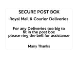 P021 SECURE POST BOX Royal Mail & Courier Deliverie Plastic PVC Plaque Sign Card