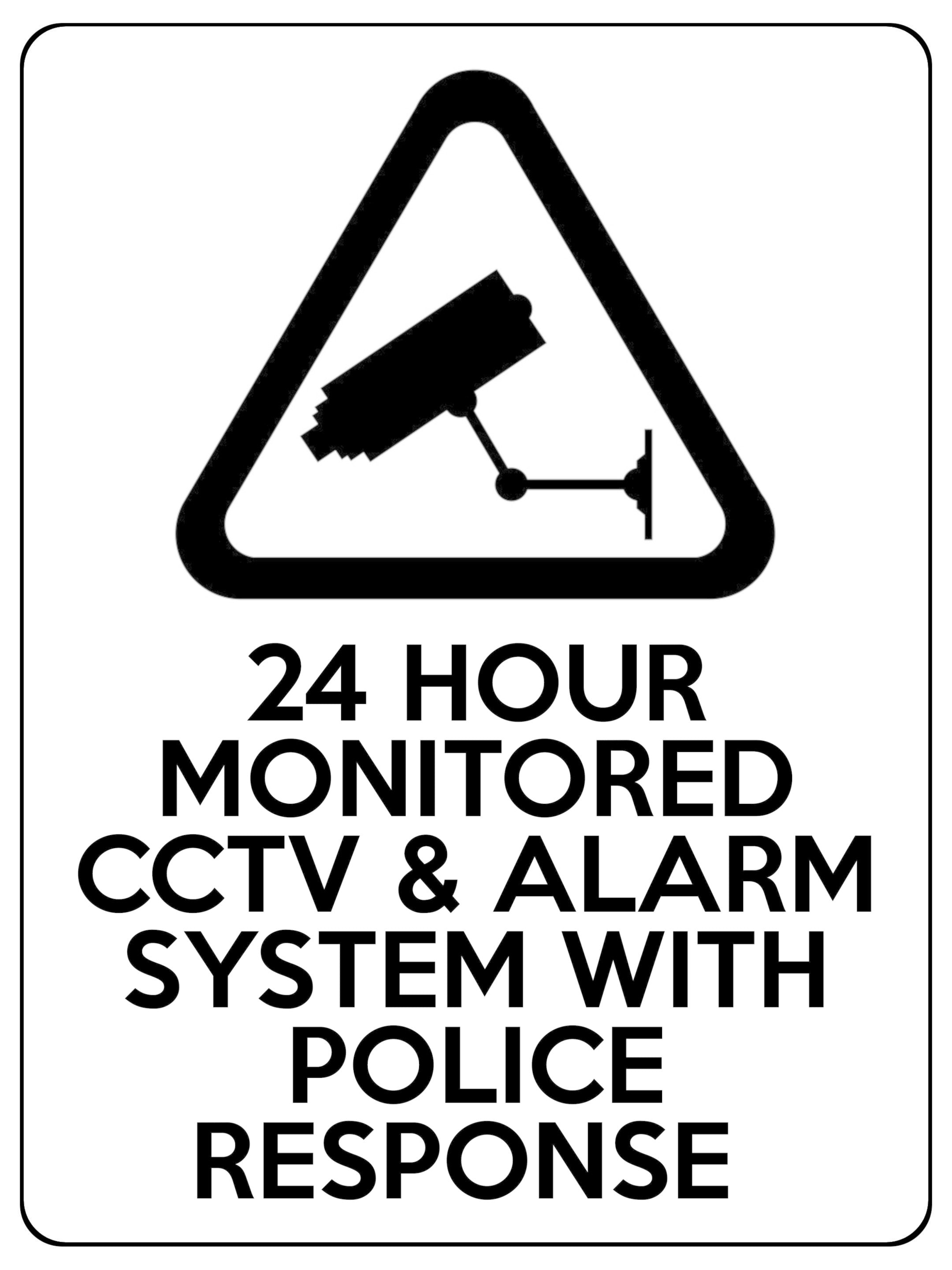 1897 24 HOUR MONITORED CCTV & ALARM SYSTEM Safety Metal Aluminium Plaque Sign