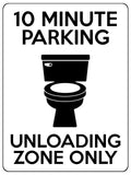 1853 10 MINUTE PARKING UNLOADING ZONE ONLY Funny Metal Aluminium Plaque Sign