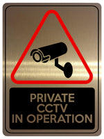 1828 PRIVATE CCTV IN OPERATION Safety Door Gate Metal Aluminium Plaque Sign