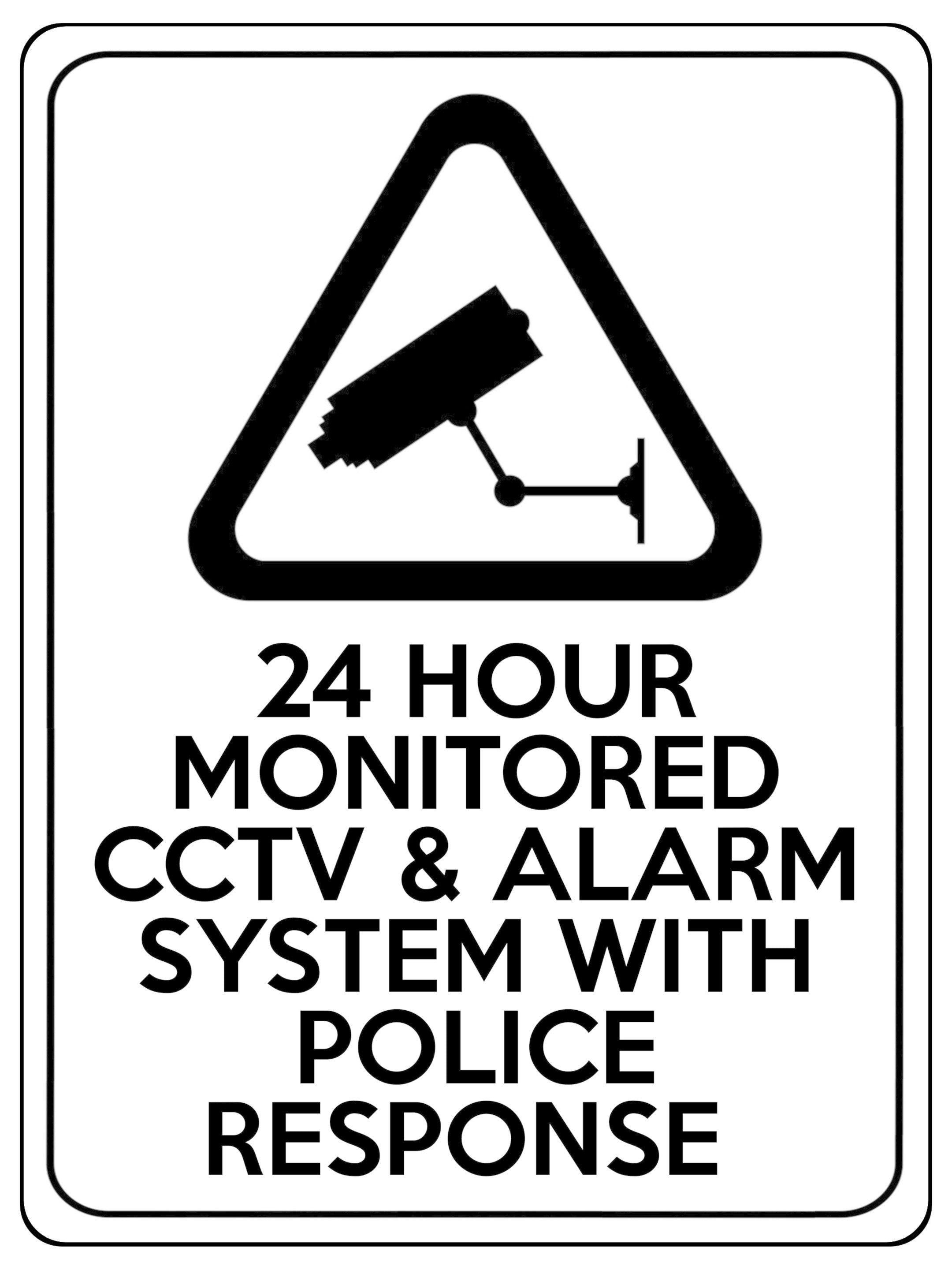 1898 24 HOUR MONITORED CCTV & ALARM SYSTEM Safety Metal Aluminium Plaque Sign