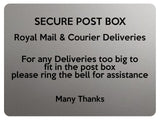 1903 SECURE POST BOX Royal Mail & Courier Deliveries Metal Aluminium Plaque Sign