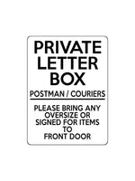 1680 PRIVATE LETTER BOX Postman Front Door Metal Aluminium Plaque Sign Letters