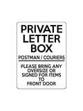 1680 PRIVATE LETTER BOX Postman Front Door Metal Aluminium Plaque Sign Letters