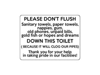 1652 PLEASE DON'T FLUSH DOWN THIS TOILET Metal Aluminium Plaque Sign Paper