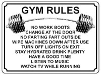 1353 GYM RULES Funny Metal Aluminium Plaque Sign Fitness House Shed Door Wall