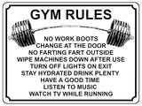 1353 GYM RULES Funny Metal Aluminium Plaque Sign Fitness House Shed Door Wall