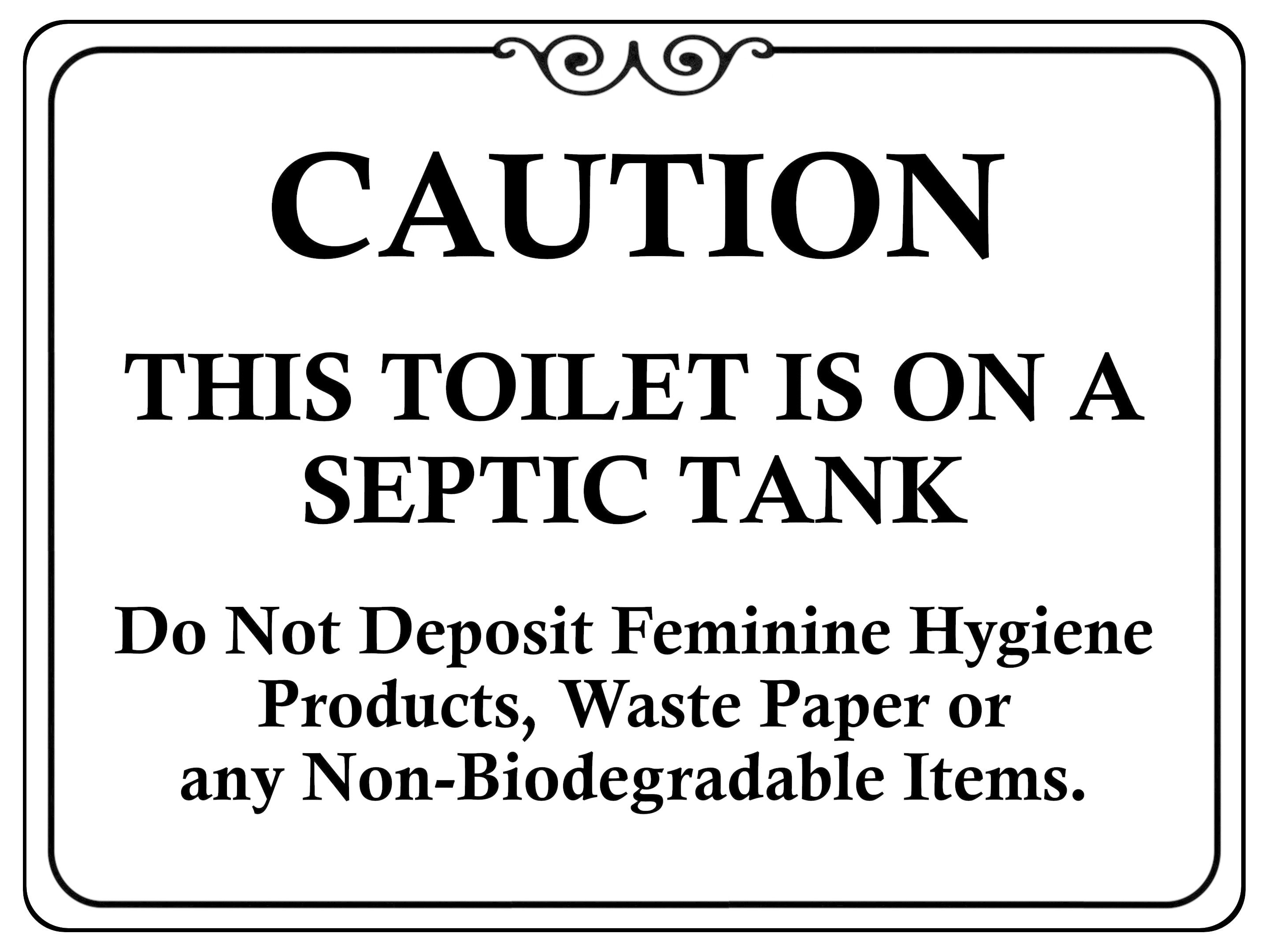 1487 CAUTION THIS TOILET IS ON A SEPTIC TANK Metal Aluminium Plaque Sige House