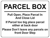 1472 PARCEL BOX Metal Aluminium Plaque Sign Door Gate House Office Letters Post