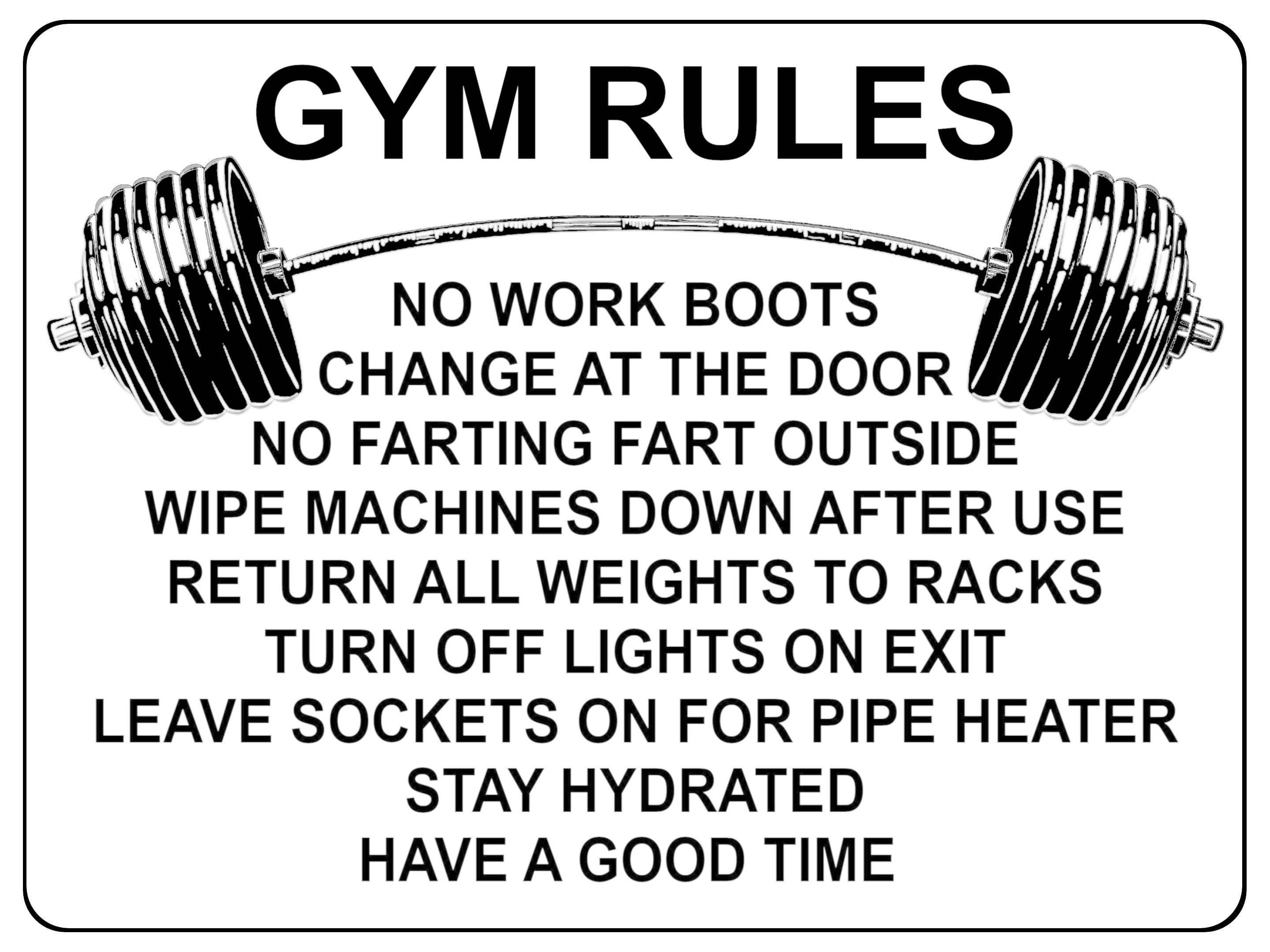 1326 GYM RULES Funny Metal Aluminium Plaque Sign Fitness House Shed Door Wall