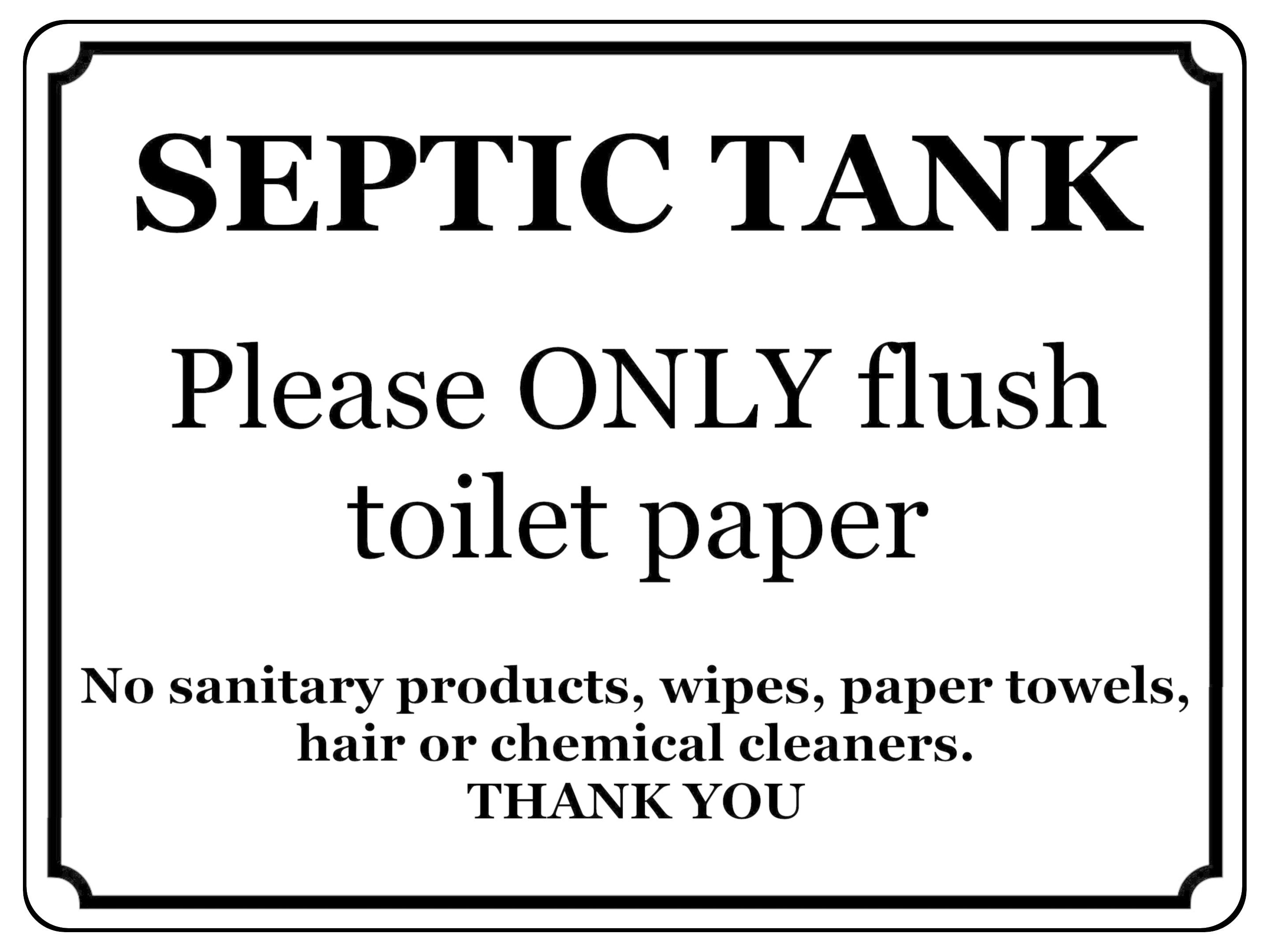 1411 SEPTIC TANK Please ONLY flush toilet paper Metal Aluminium Plaque Sign Bathroom