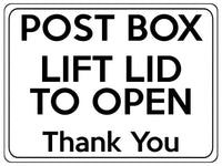 1777 POST BOX LIFT LID TO OPEN Thank You Door Metal Aluminium Plaque Sign