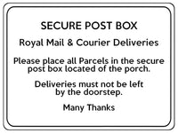 1750 SECURE POST BOX Royal Mail & Courier Door Gate Metal Aluminium Plaque Sign