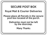 1750 SECURE POST BOX Royal Mail & Courier Door Gate Metal Aluminium Plaque Sign