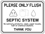 1415 SEPTIC SYSTEM Please Only Flush Metal Aluminium Plaque Sign Toilet Bathroom