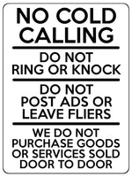 1600 NO COLD CALLING DO NOT RING OR KNOCK Metal Aluminium Plaque Sign Gate Door