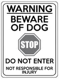 1739 WARNING BEWARE OF DOG DO NOT ENTER Door Gate Metal Aluminium Plaque Sign