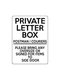 1682 PRIVATE LETTER BOX Postman Side Door Metal Aluminium Plaque Sign Letters