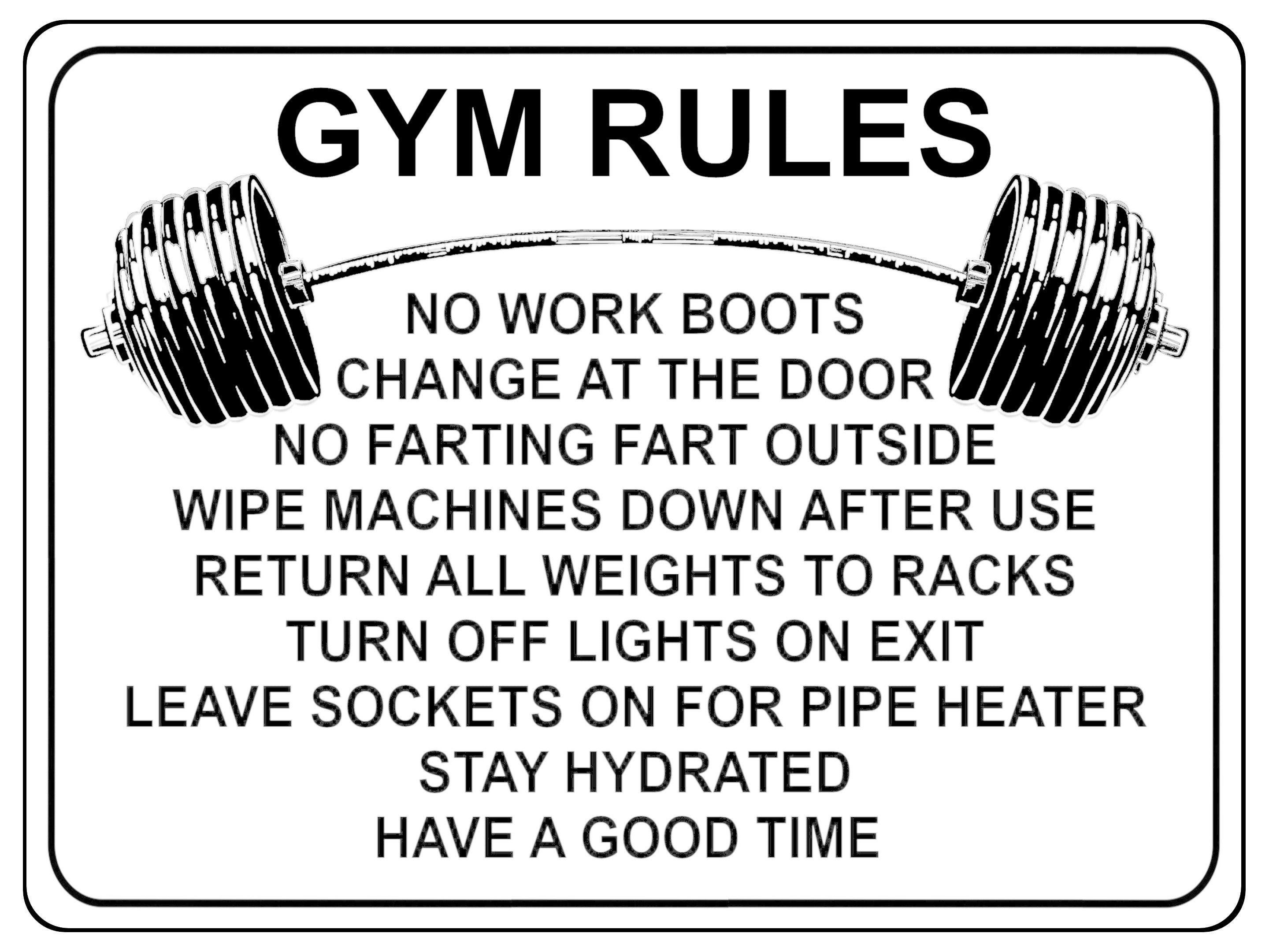 1327 GYM RULES Funny Metal Aluminium Plaque Sign Fitness House Shed Door Wall