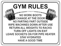 1327 GYM RULES Funny Metal Aluminium Plaque Sign Fitness House Shed Door Wall