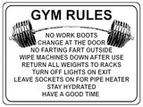 1327 GYM RULES Funny Metal Aluminium Plaque Sign Fitness House Shed Door Wall